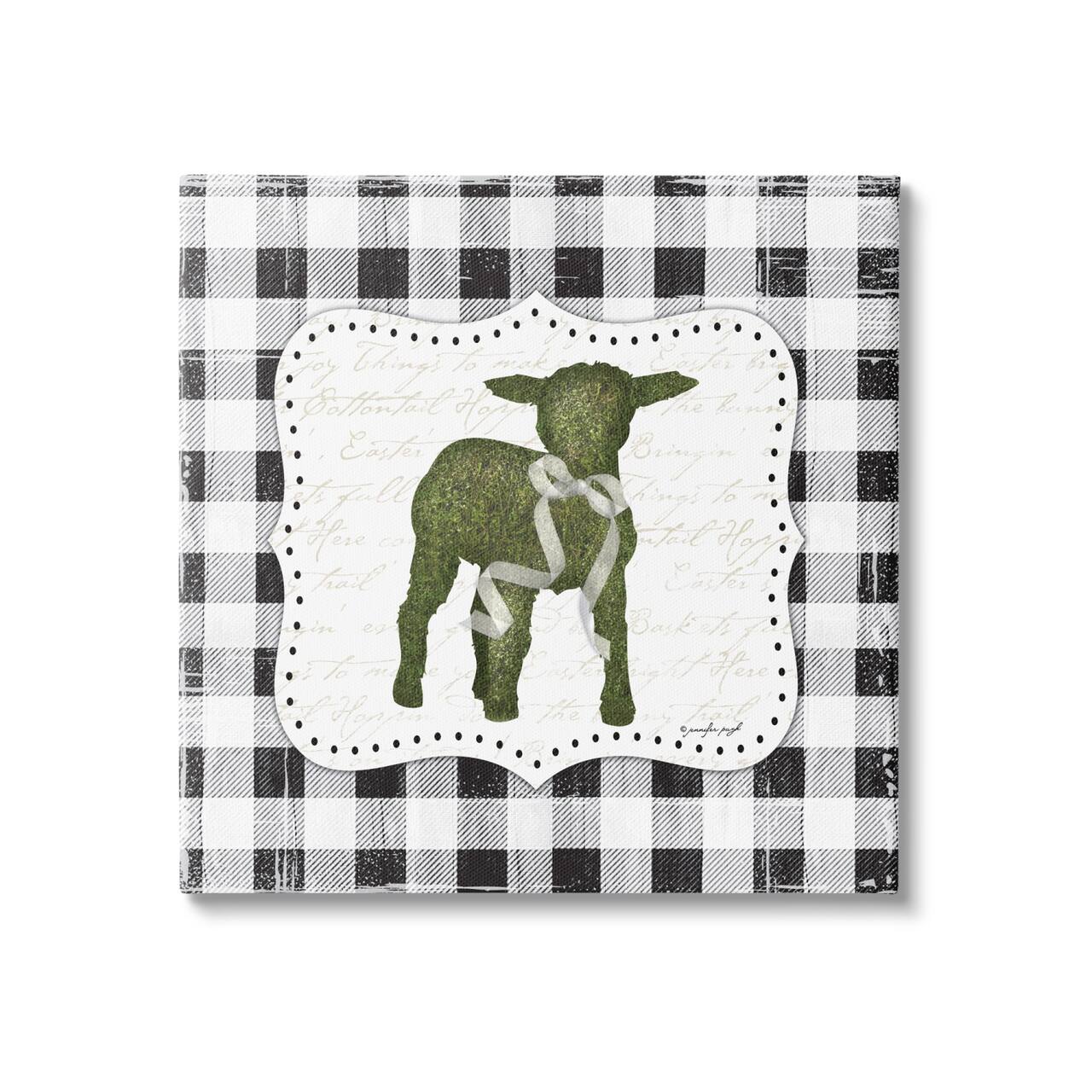 Stupell Industries Seasonal Easter Baby Calf Spring Tartan Pattern Canvas Wall Art